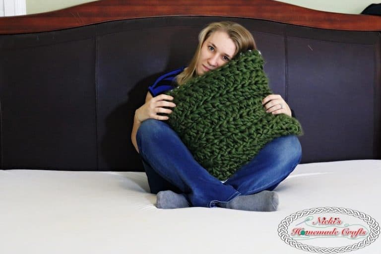 Reversible Pillow with Cozy Jumbo Yarn Free Crochet Pattern Nicki's
