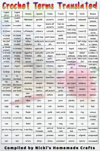 Crochet Terms Translated into Many Languages - Table Reference