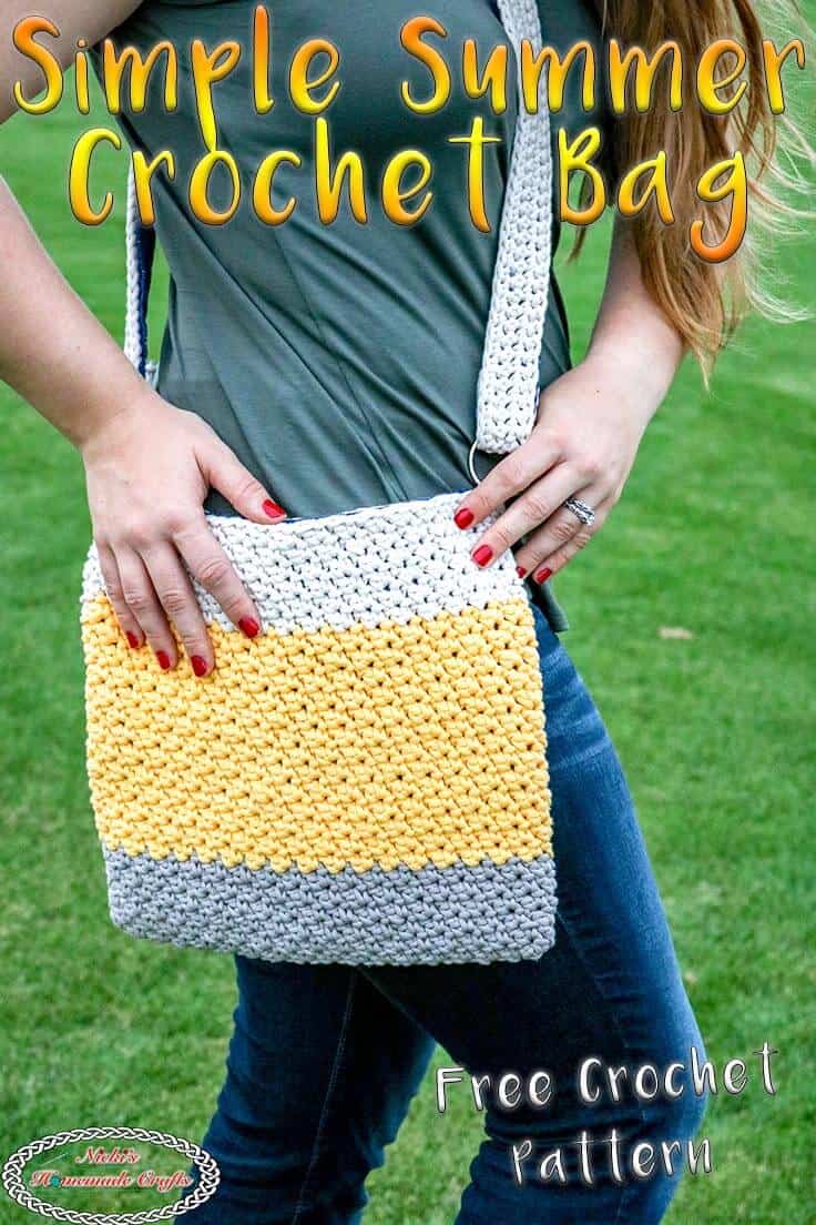 Simple Summer Crochet Bag with Fabric Lining Free Crochet Pattern
