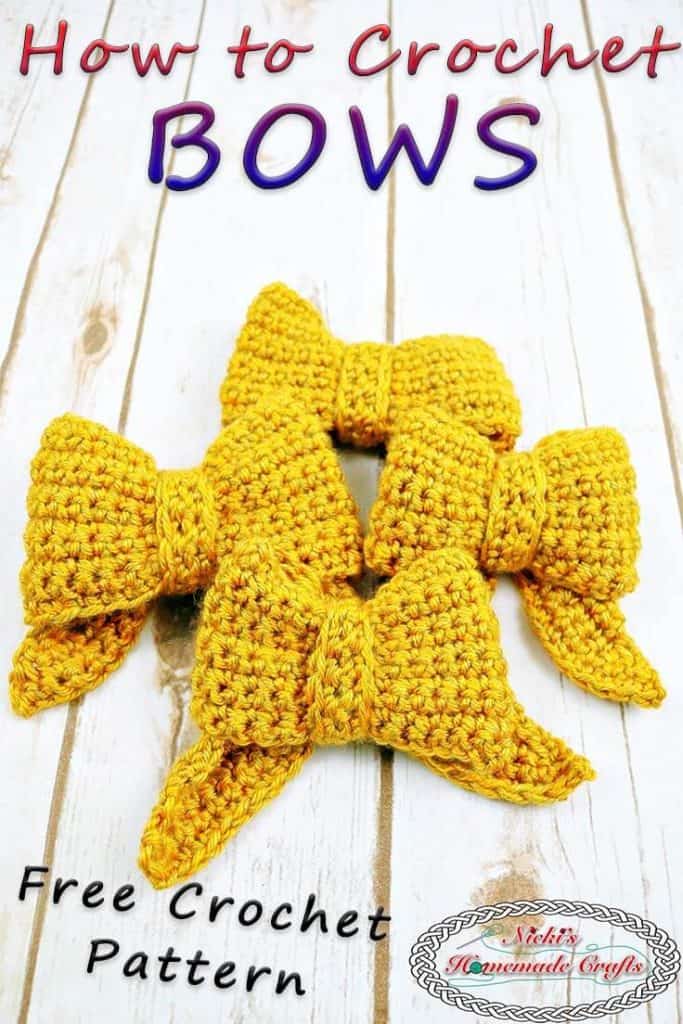 4 bows crocheted