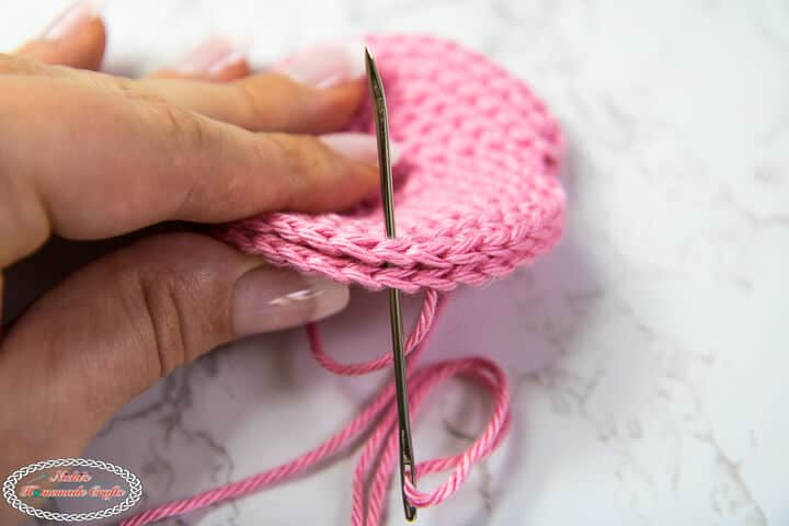 sewing the circles for the Easy Measuring Tape Cover