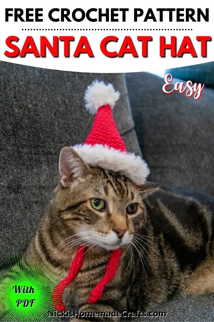 Free Crochet Cat Santa Hat Pattern for Christmas Nicki's Homemade Crafts