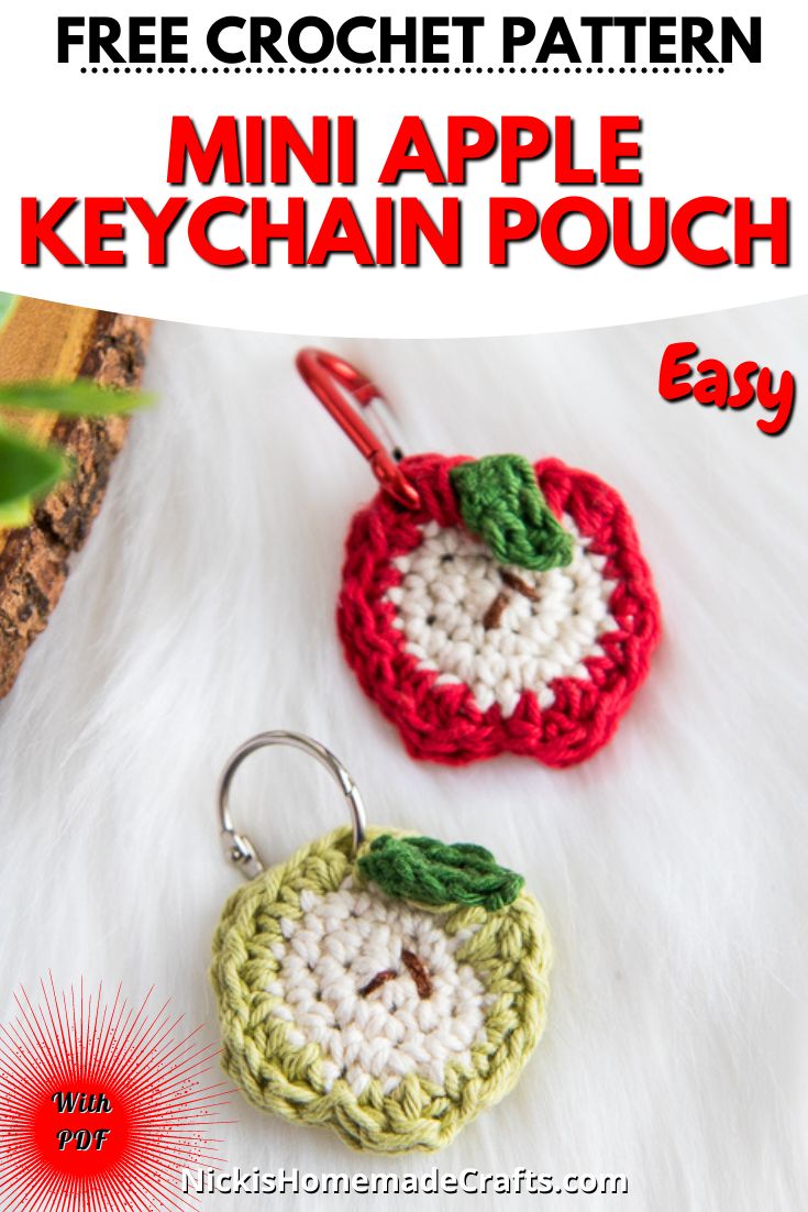 Free Crochet Apple Keychain Pouch Pattern Nicki's Homemade Crafts
