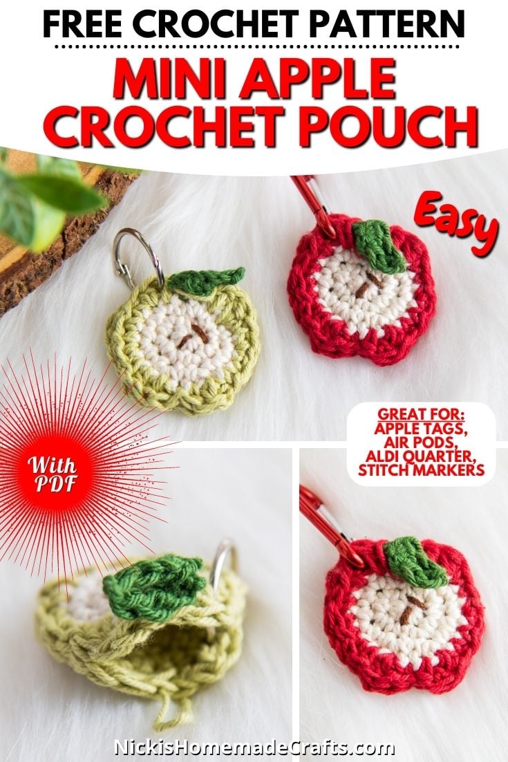 Free Crochet Apple Keychain Pouch Pattern Nicki's Homemade Crafts