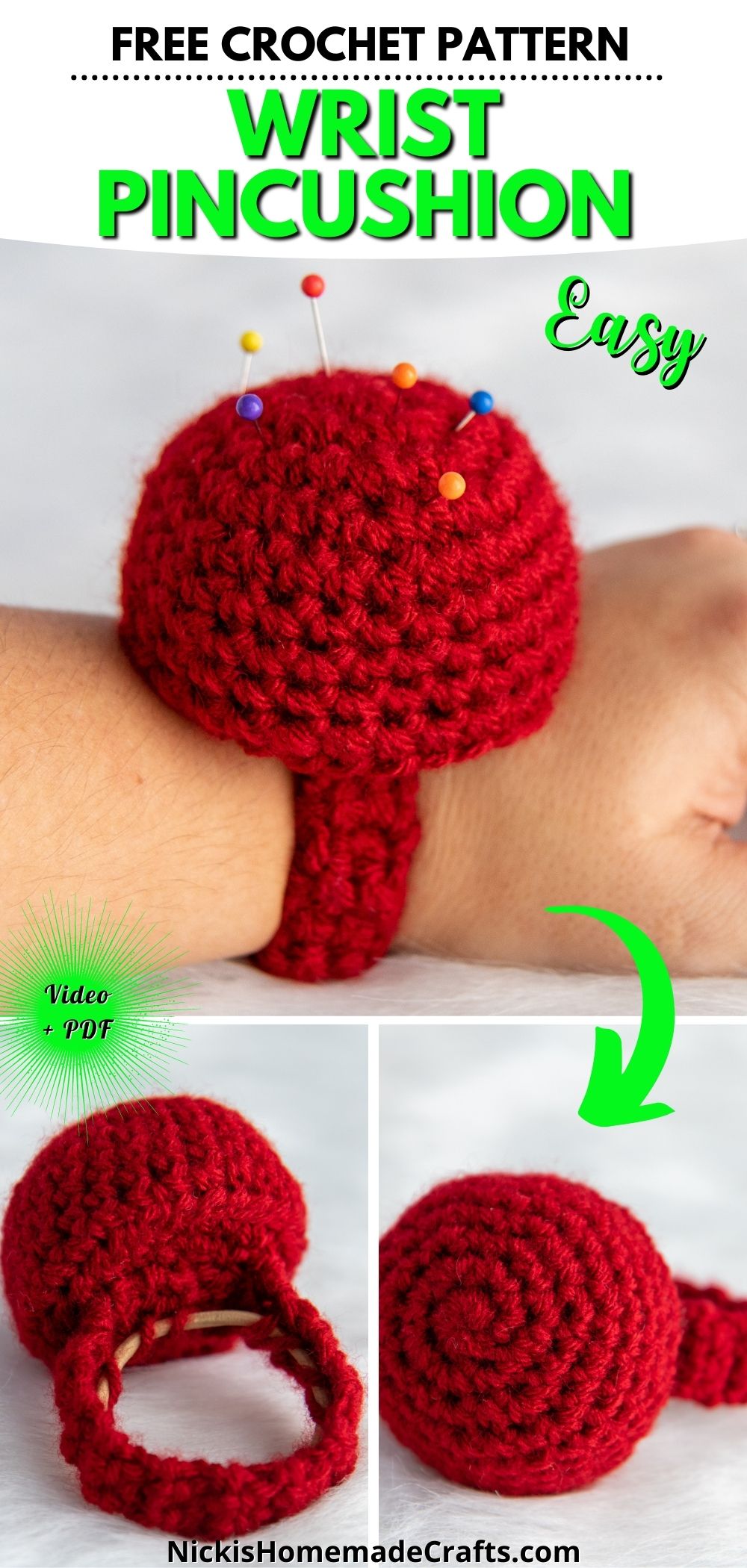 Free Crochet Wrist Pincushion Pattern Nicki's Homemade Crafts