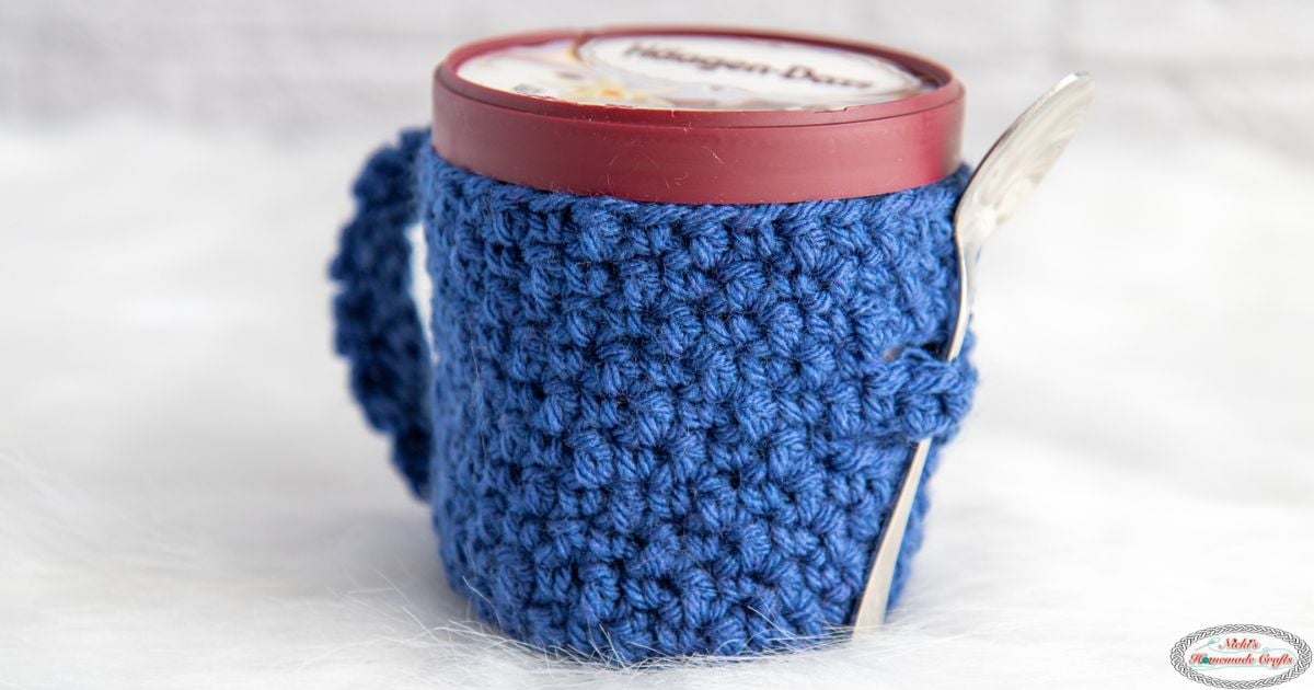 Free Crochet Ice Cream Cozy Pattern with Spoon Holder Nicki's