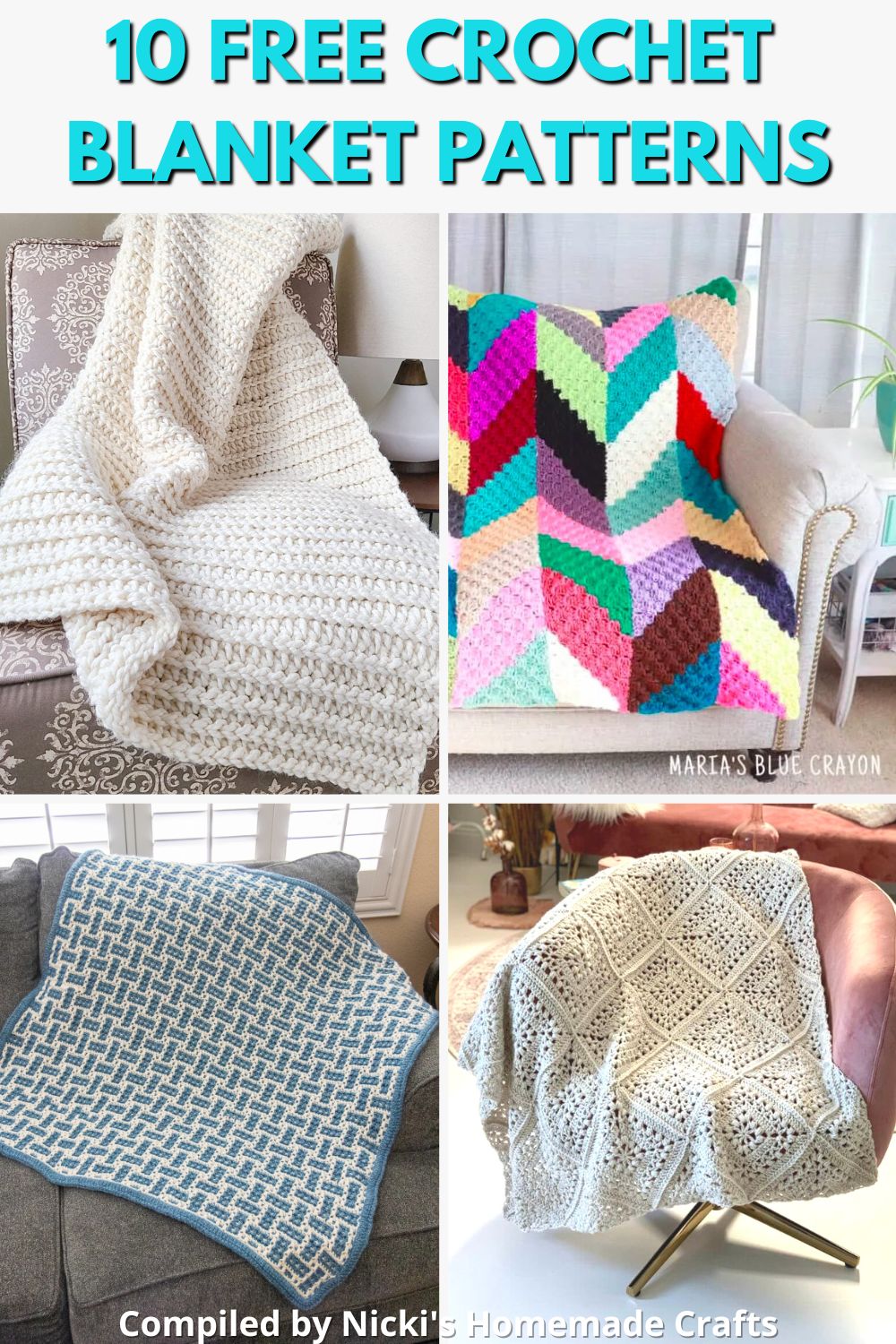 10 FREE Easy Crochet Blanket Patterns Nicki's Homemade Crafts