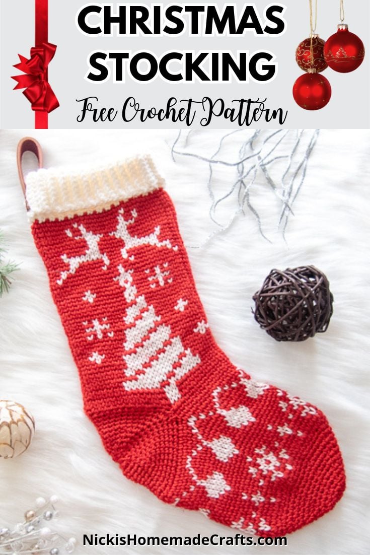 Easy Free Crochet Christmas Stocking Pattern using Fair Isle - Nicki's ...