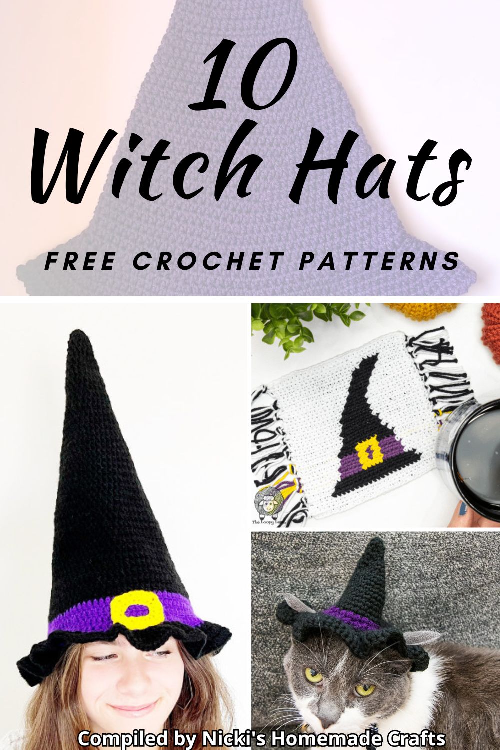 10 Magical Crochet Witch Hat Patterns FREE! Nicki's Homemade Crafts