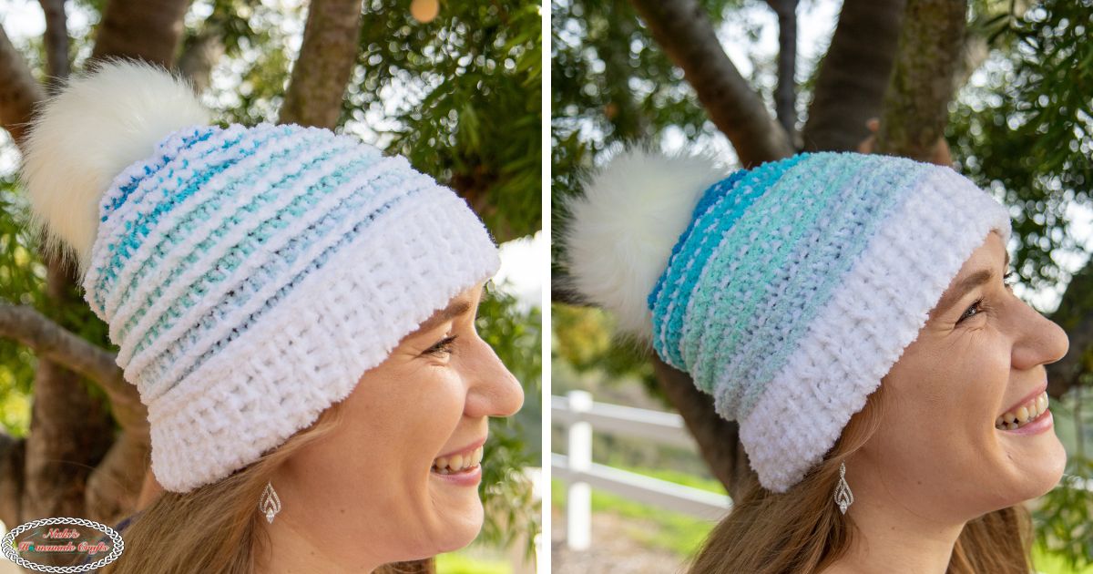 Striped FREE Reversible Tunisian Crochet Hat Pattern - Nicki's