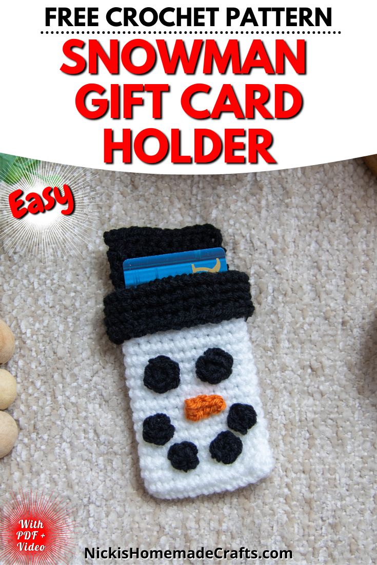 Free Crochet Snowman Gift Card Holder Pattern Quick & Easy Nicki's