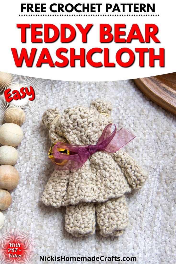 Crochet Washcloth Folded as Teddy Bear FREE Pattern! Nicki's