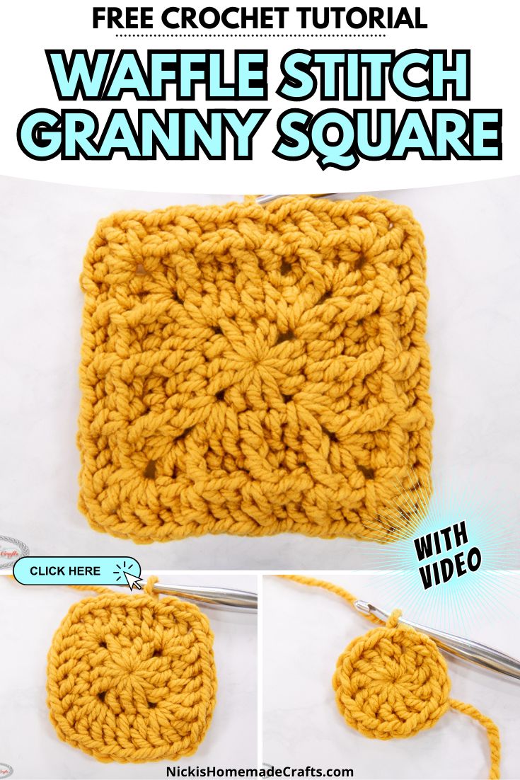 FREE Waffle Stitch Granny Square Crochet Tutorial Nicki's Homemade Crafts