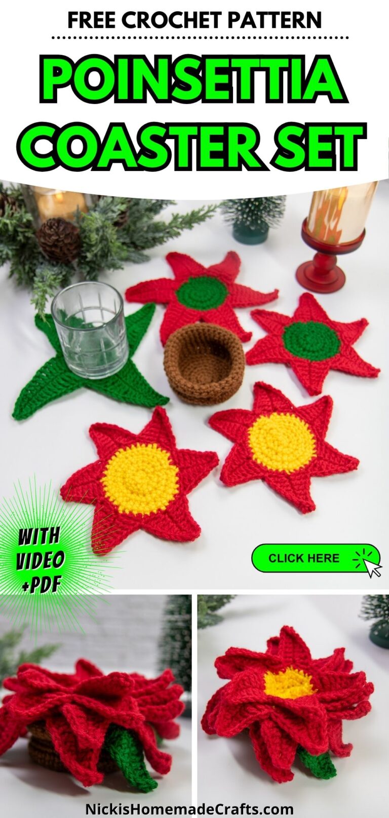 Free Crochet Poinsettia Coaster Set - Day 18 of the Advent Calendar ...