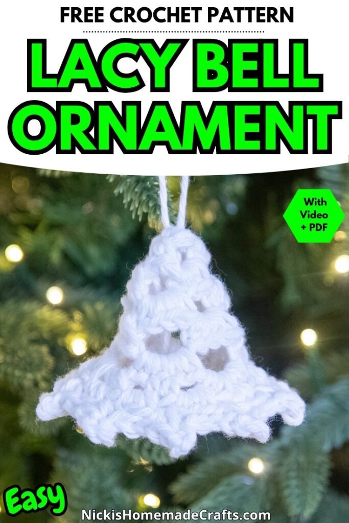 Crochet Lacy Bell Ornament Pattern - Standard Pin