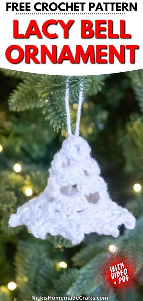 Crochet Lacy Bell Ornament Pattern- long pin