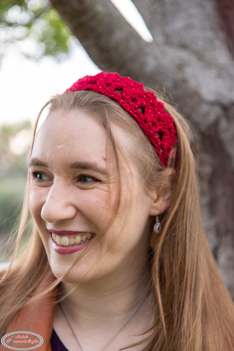 Headband made with the Crochet Block and Off Set Shell Stitch