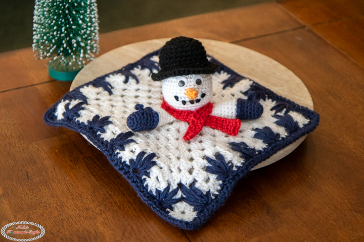 Crochet Extreme Drop Leaf Stitch Snowman Lovey Pattern new-4