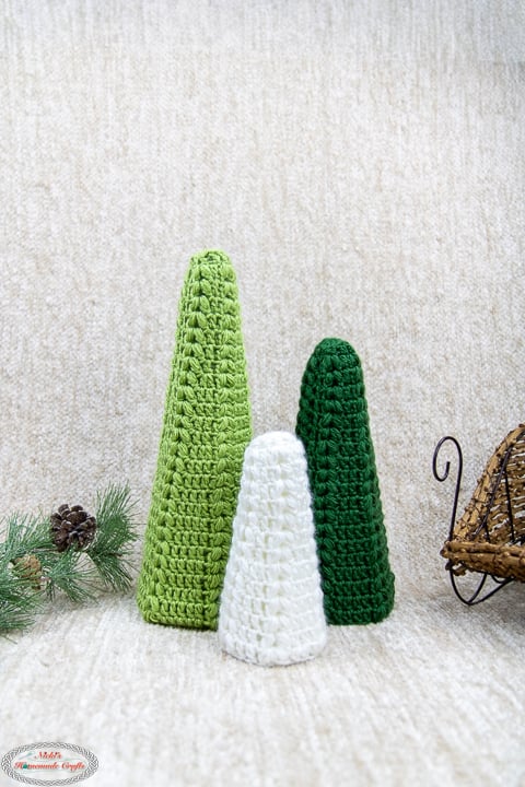 Christmas trees made with the Crochet Harvest Stitch