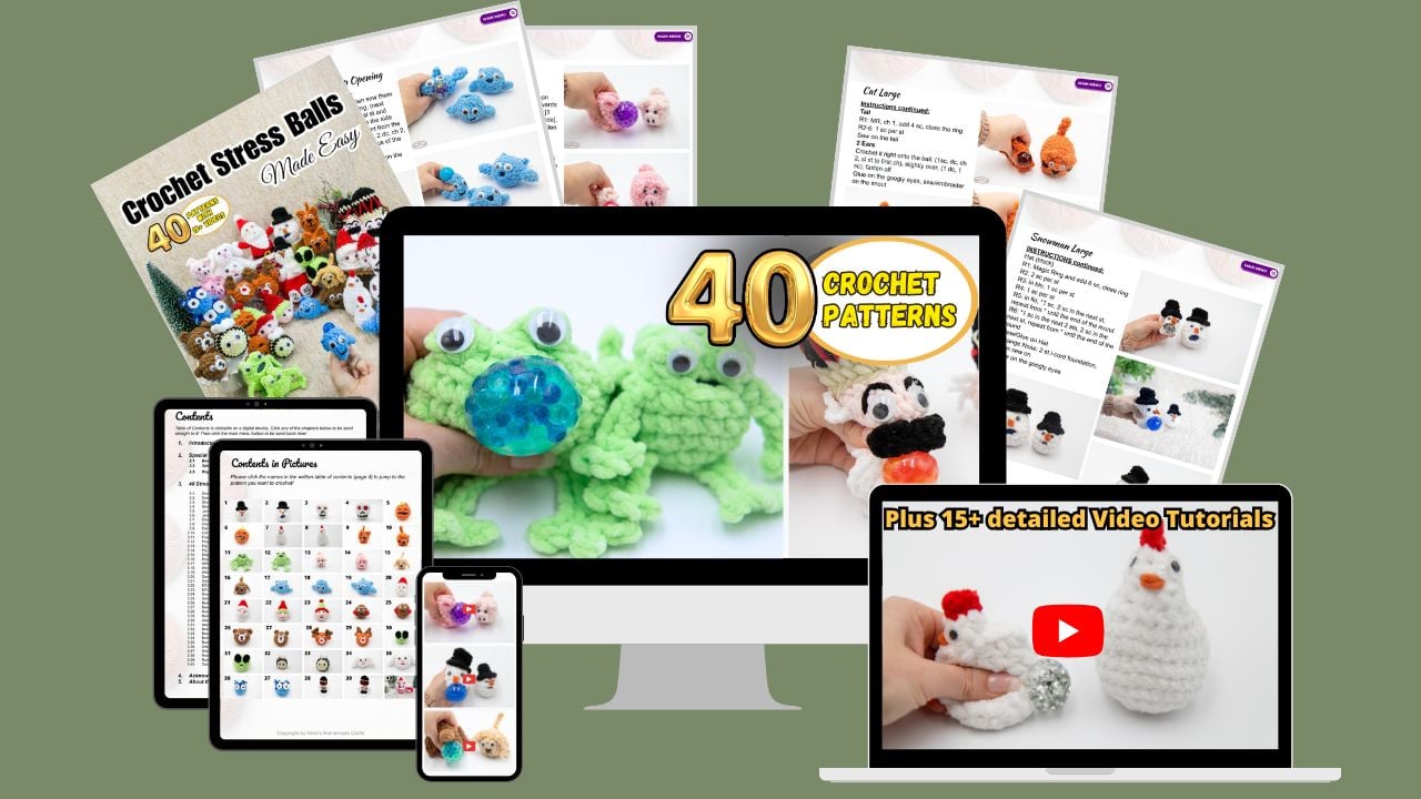 Crochet Stress Balls Pattern EBook Devices green