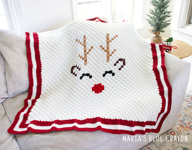 Free Reindeer Christmas blanket crochet pattern