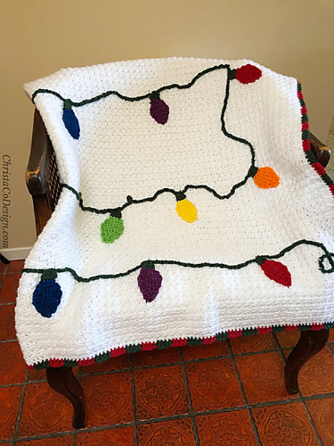 Free Christmas lights blanket crochet pattern