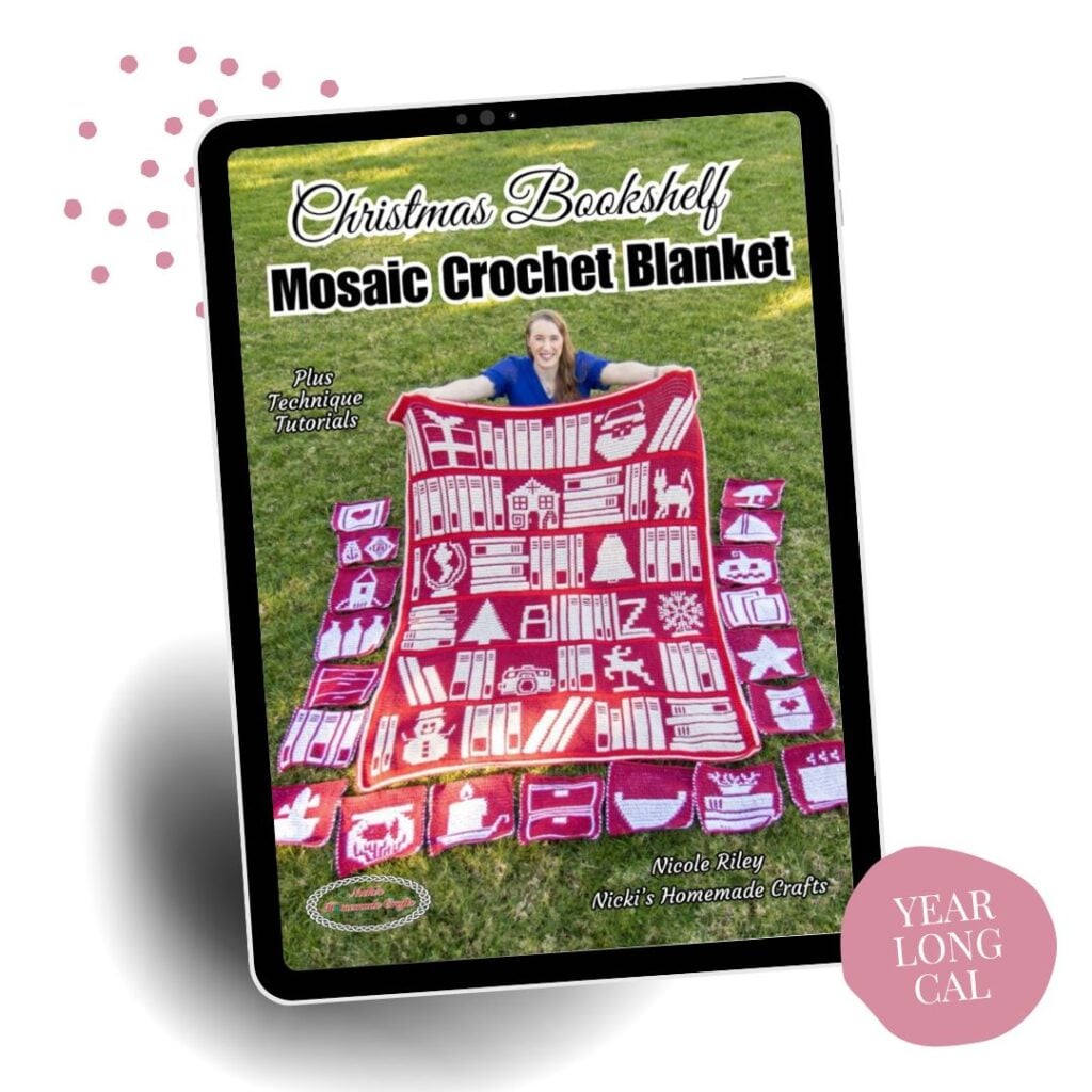 Christmas Bookshelf Mosaic Crochet Blanket
