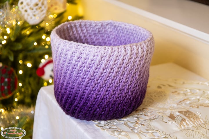 Crochet Feather Stitch Basket Pattern-9