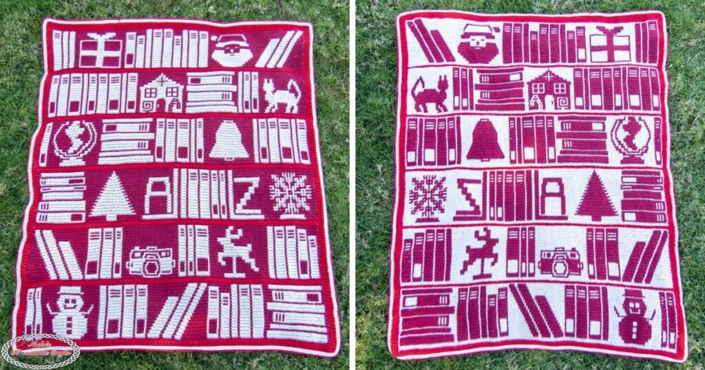 Free Christmas Bookshelf Mosaic Crochet Blanket CAL - rectangle