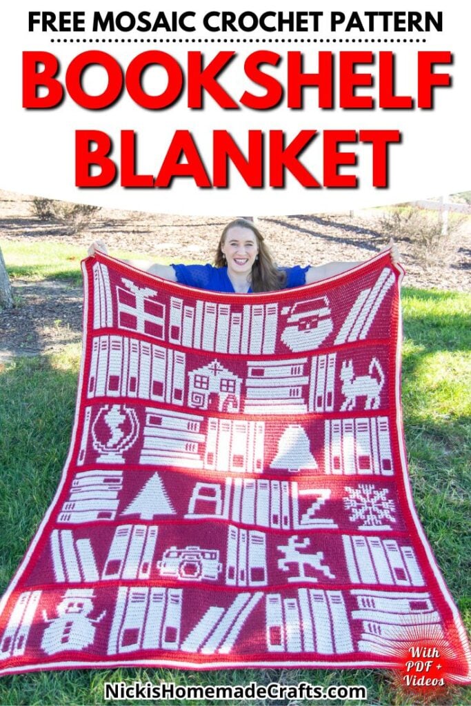 Free Christmas Bookshelf Mosaic Crochet Blanket CAL - standard pin 1