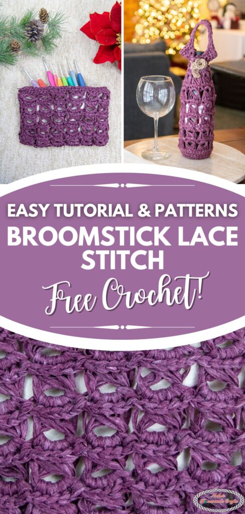 Save for later on Pinterest and learn the Crochet Broomstick Lace Stitch