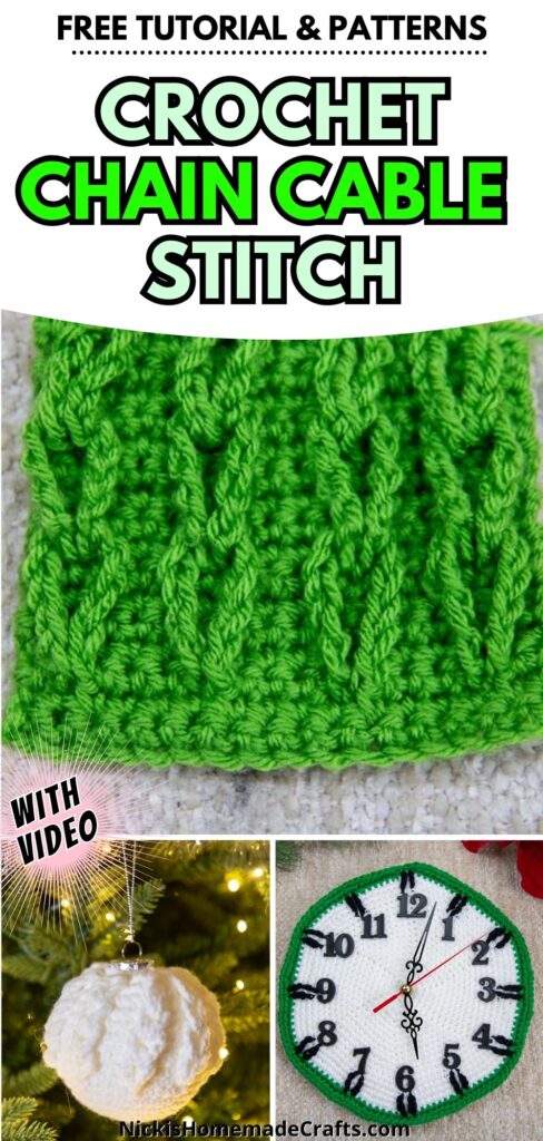 Save for later on Pinterest and learn the Crochet Chain Cable Stitch