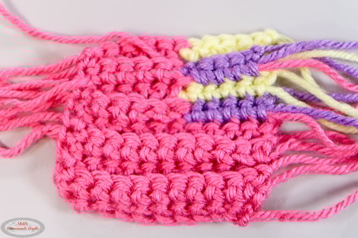 Back side Regular Overlay Mosaic Crochet Color Changes Tutorial