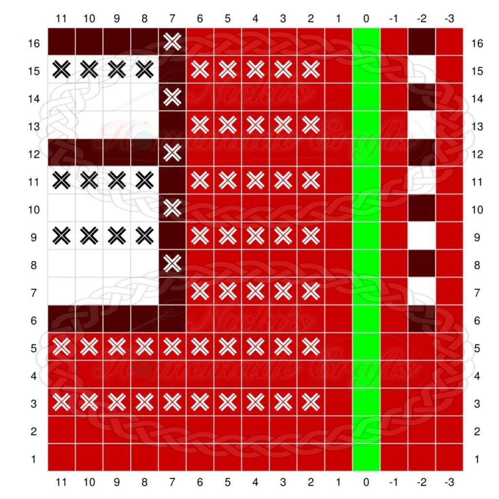Overlay Mosaic Crochet Color Changes Graph for the Christmas Bookshelf Mosaic Crochet Blanket