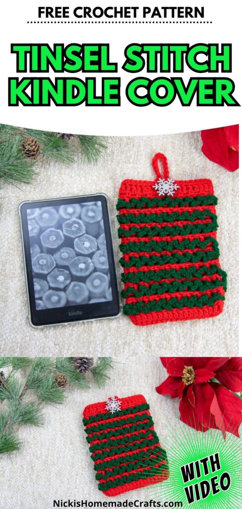 crochet kindle cover - long pin