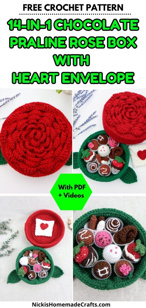 14-in-1 Chocolate Praline Rose Box with Heart Envelope - long pin 2