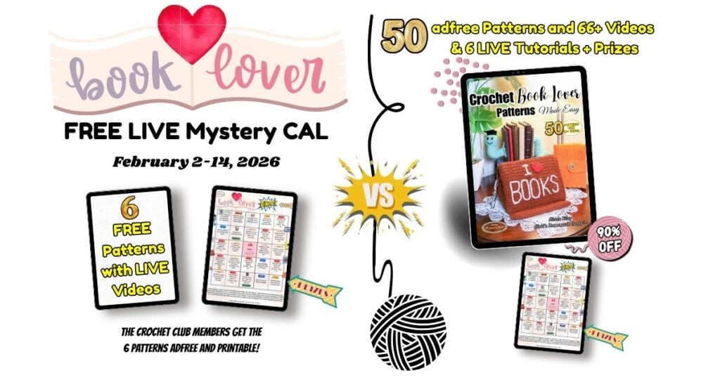 Free LIVE Mystery CAL vs 50 Pattern Book Lover Ebook rectangle