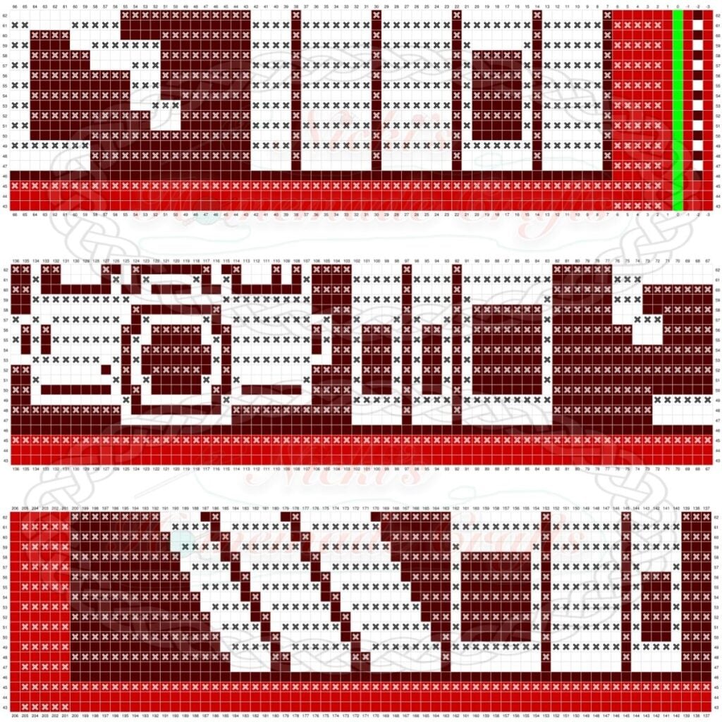 Christmas Bookshelf Blanket Mosaic Crochet Pattern Graph - Part 3