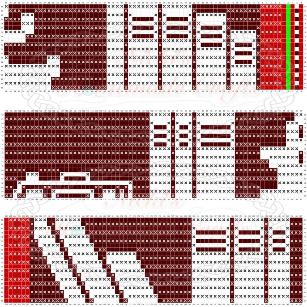 Christmas Bookshelf Blanket Mosaic Crochet Pattern Graph - Part 4