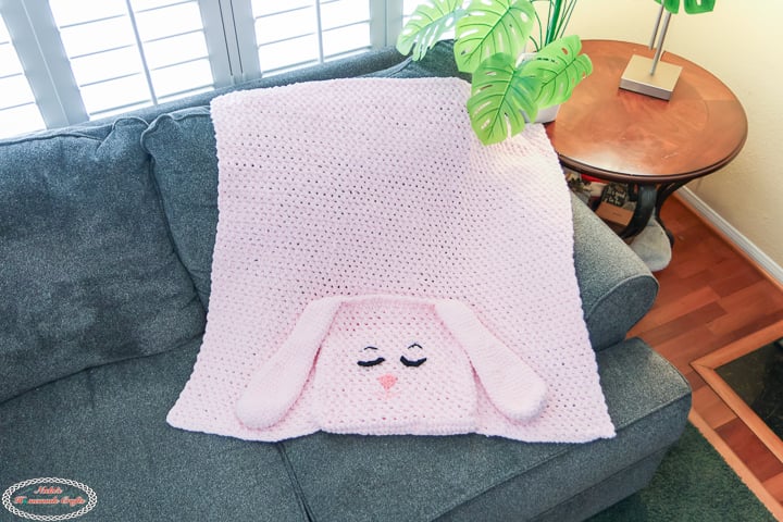 Crochet Reversible Bunny Blanket Pillow Pattern-14