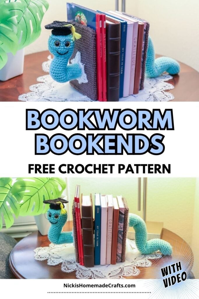 crochet worm diy bookends - standard pin