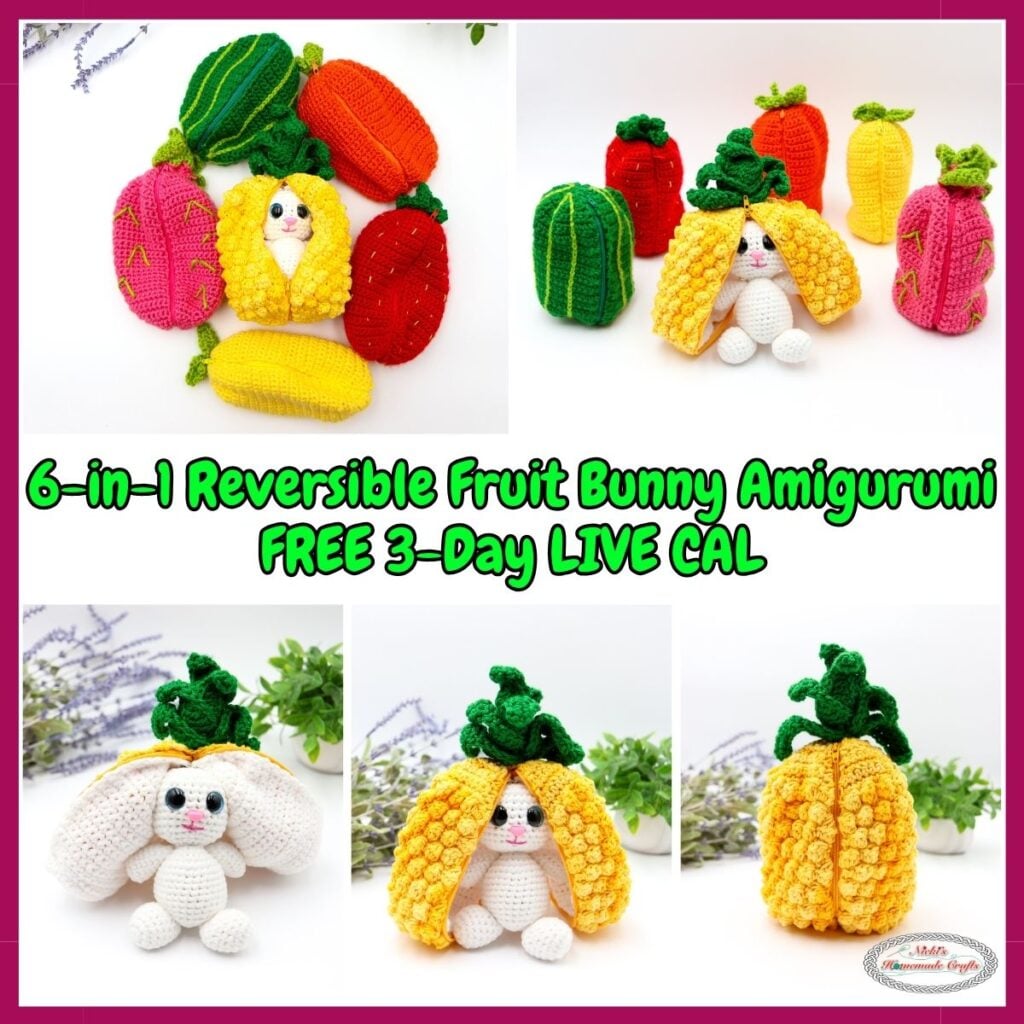 6-in-1 Reversible Fruit Bunny Amigurumi Crochet Pattern for Easter and Summer