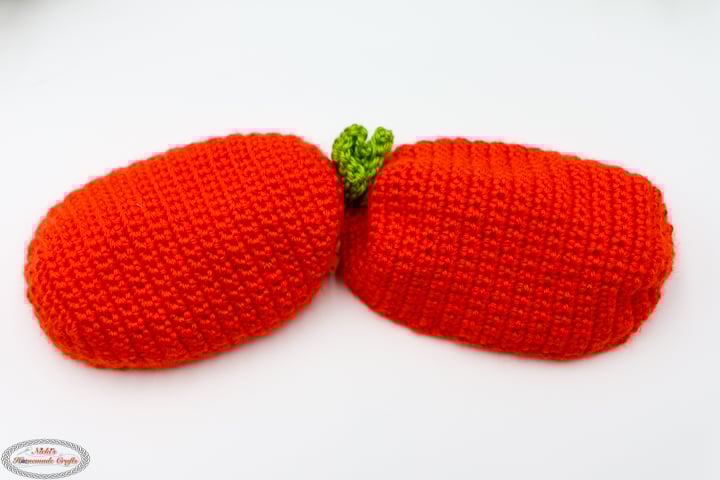 Orange Shell of the Crochet Reversible Fruit Bunny Amigurumi Plush with Zipper Pattern