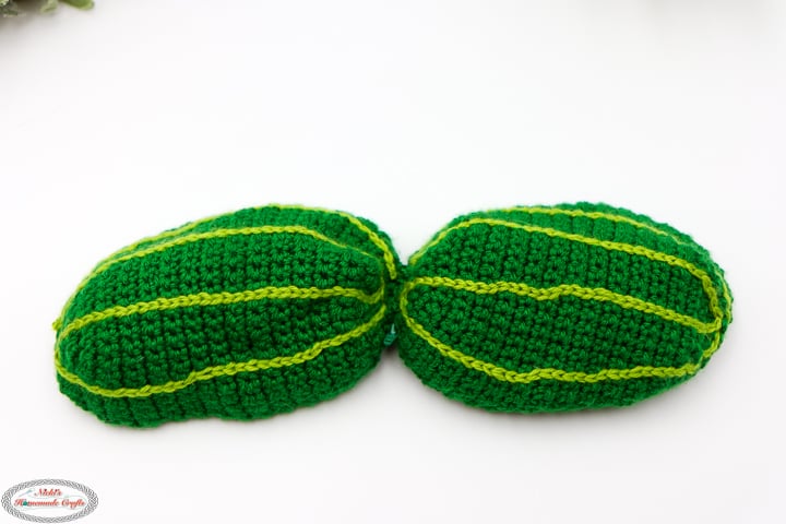 Watermelon Shell of the Crochet Reversible Fruit Bunny Amigurumi Plush with Zipper Pattern