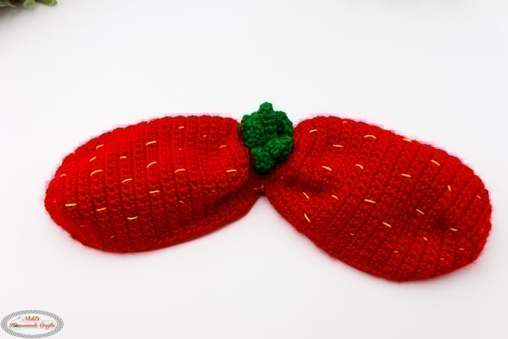 Strawberry Shell of the Crochet Reversible Fruit Bunny Amigurumi Plush with Zipper Pattern