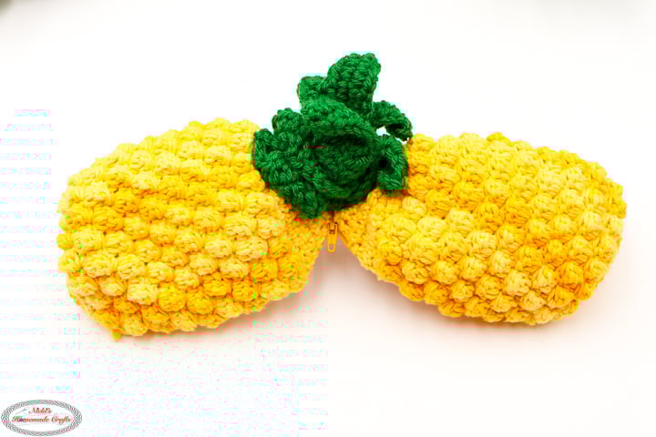 Pineapple Shell of the Crochet Reversible Fruit Bunny Amigurumi Plush with Zipper Pattern
