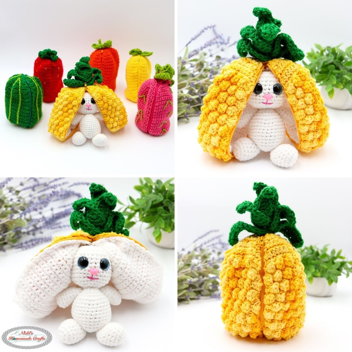 Free 6-in-1 Reversible Fruit Bunny Amigurumi Crochet Pattern