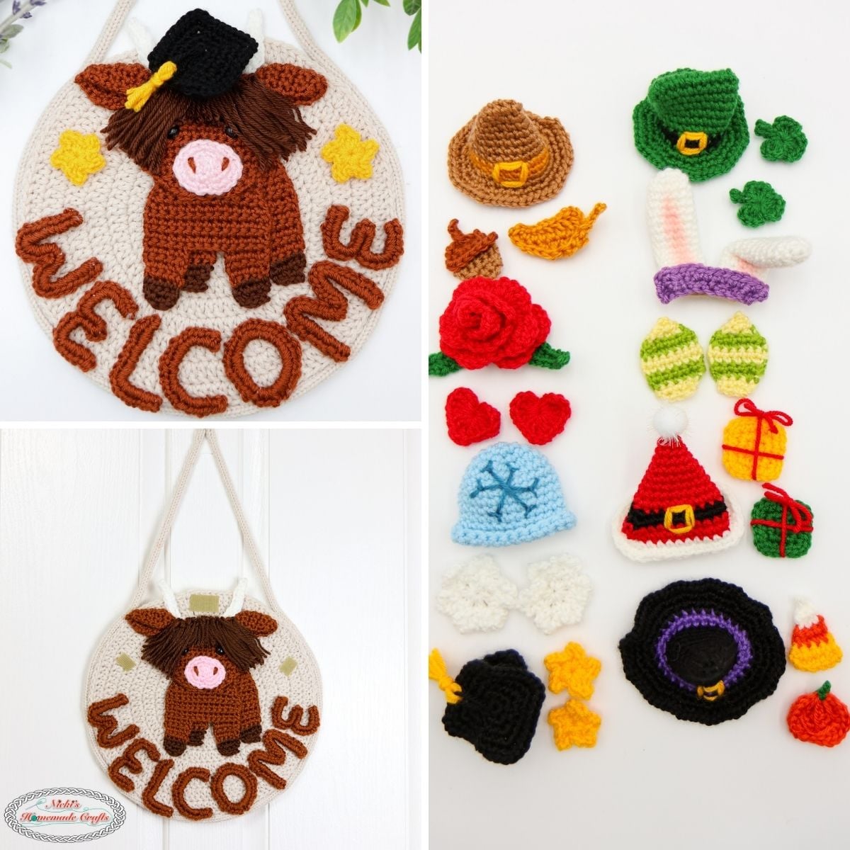 8-in-1 Interchangeable Seasonal Highland Cow Welcome Sign