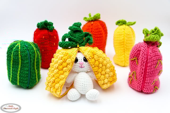 Crochet Reversible Fruit Bunny Amigurumi Plush with Zipper Pattern