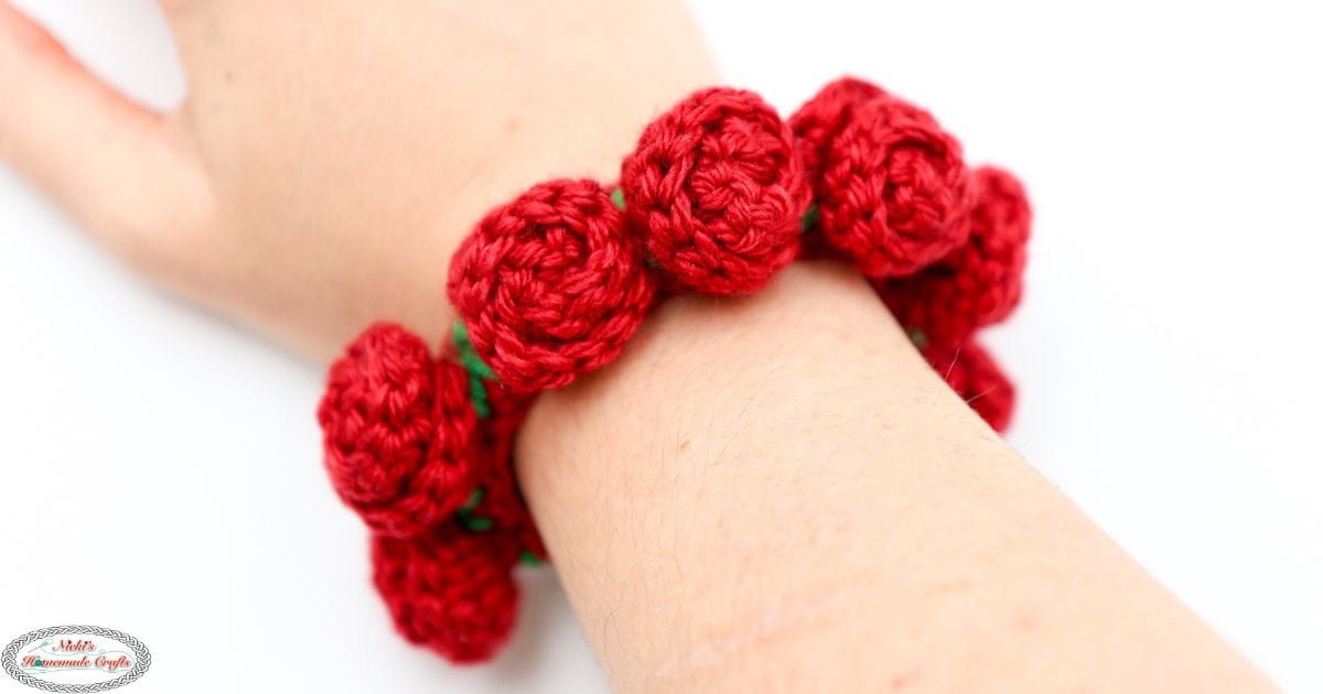 Crochet rose bracelet by Nicki's Homemade Crafts